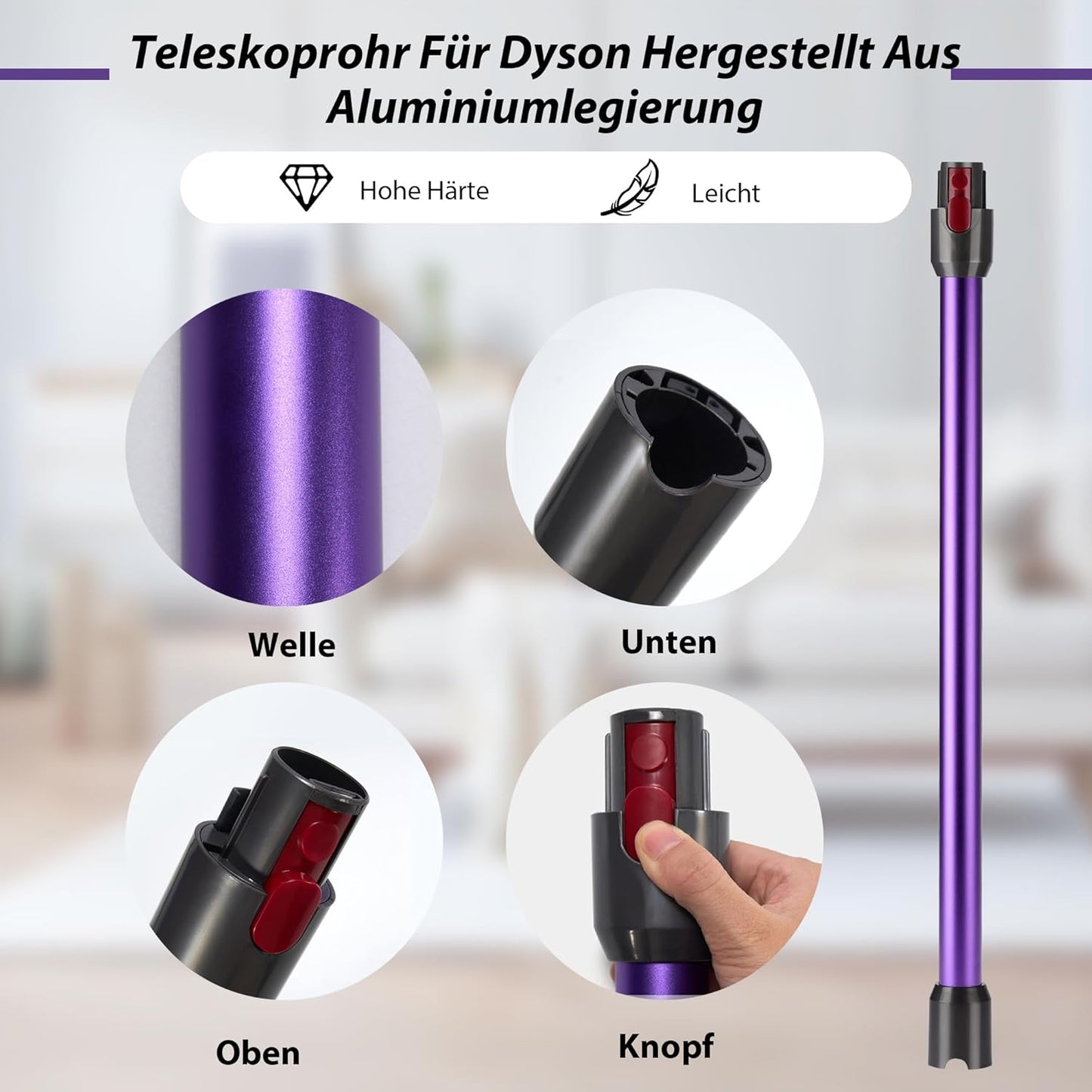 Teleskop-Verlängerungsrohr für Dyson Staubsauger, Lila