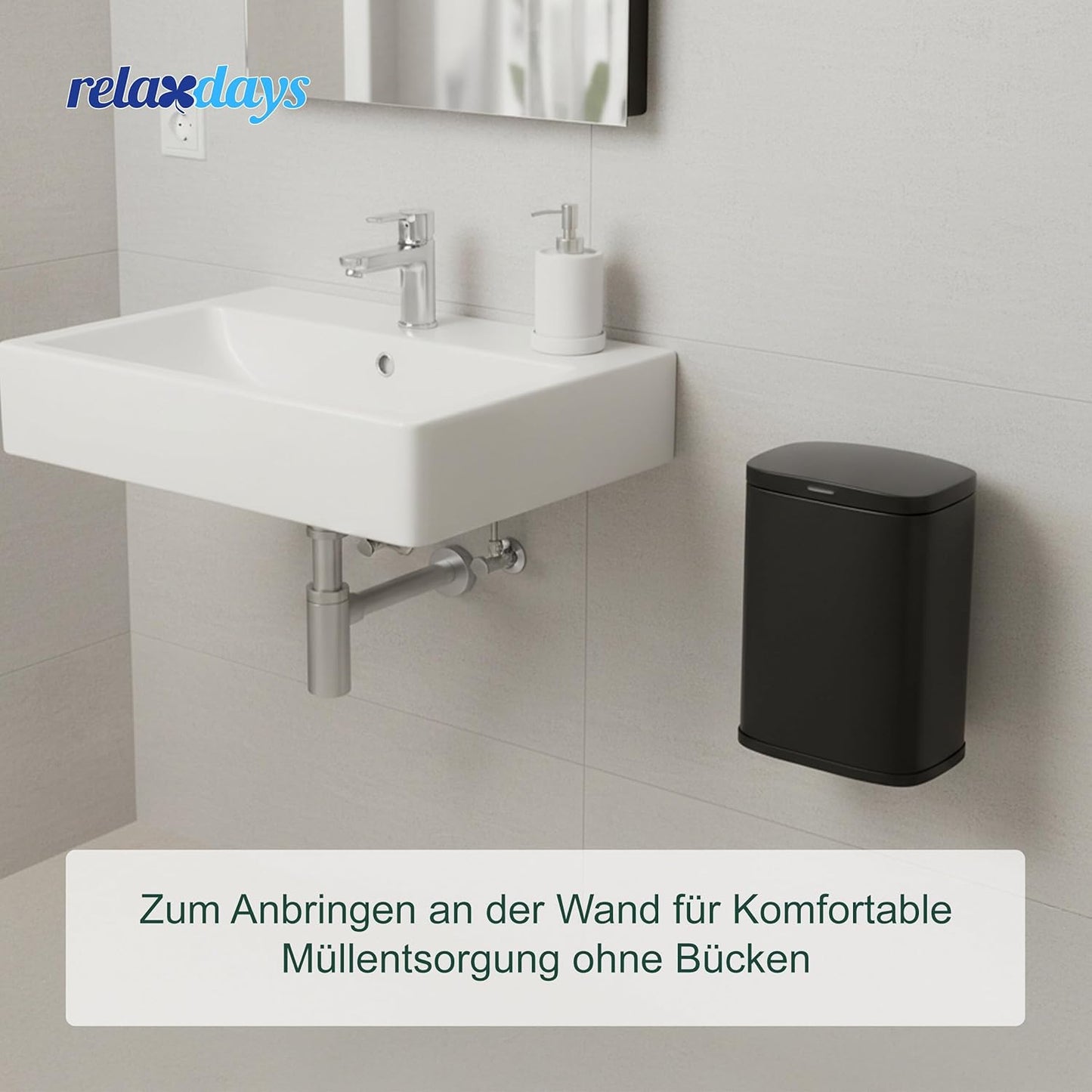 Kosmetikeimer zur Wandmontage, Schwarz