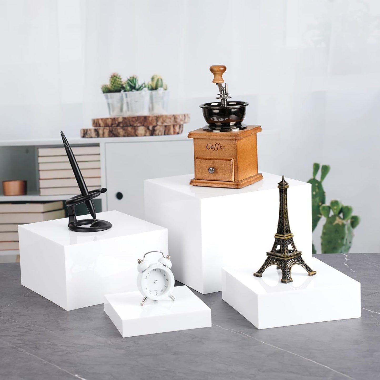 Buffet-Ständer Set, 4 Würfel, 4 Weiss 6'' 7'' 8'' 10''