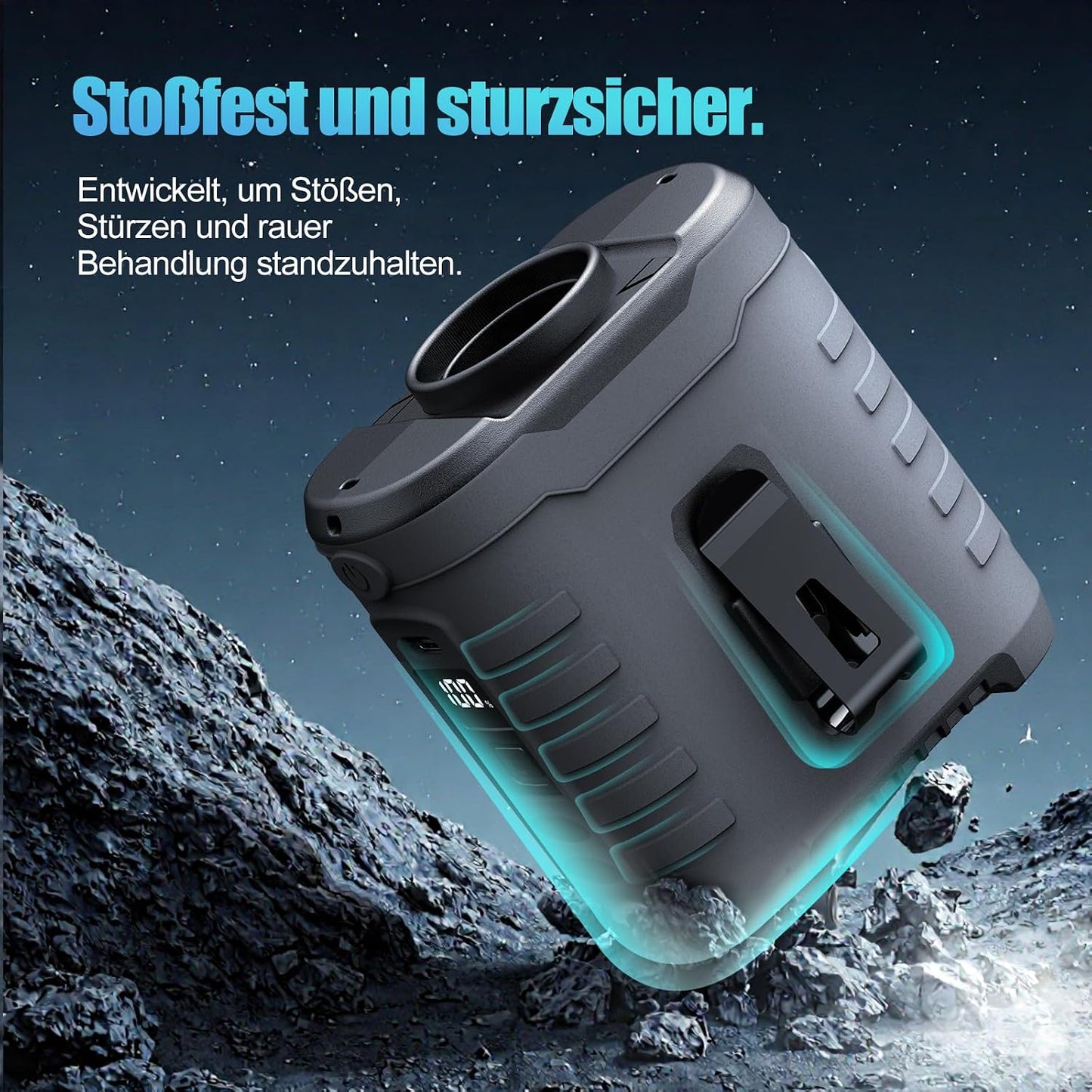 6-in-1 Taillenclip Ventilator mit Powerbank & COB-Licht, Titan Grau