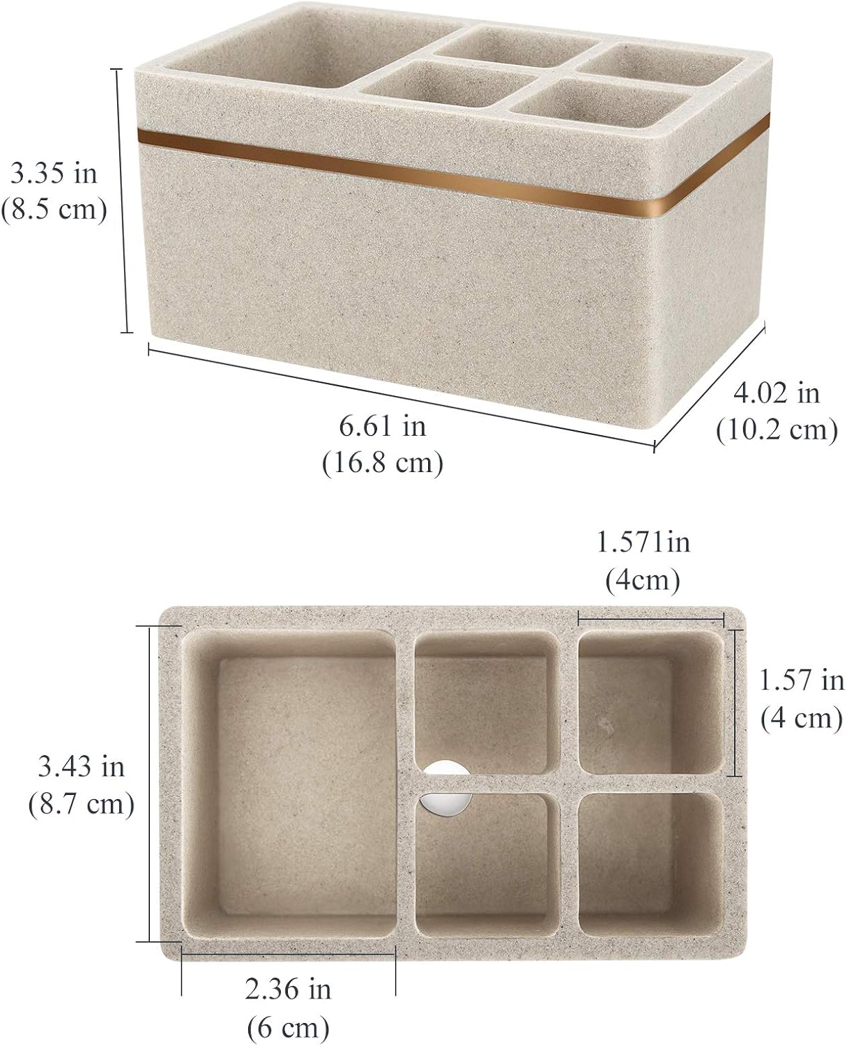 Zahnbürstenhalter mit 5 Fächern, 5 Steckplätze E-sand Khaki