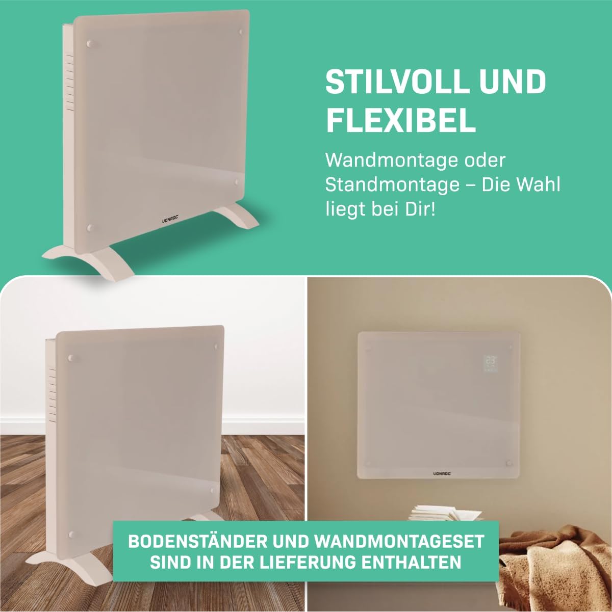 Konvektor Heizkörper, Beige 1000W