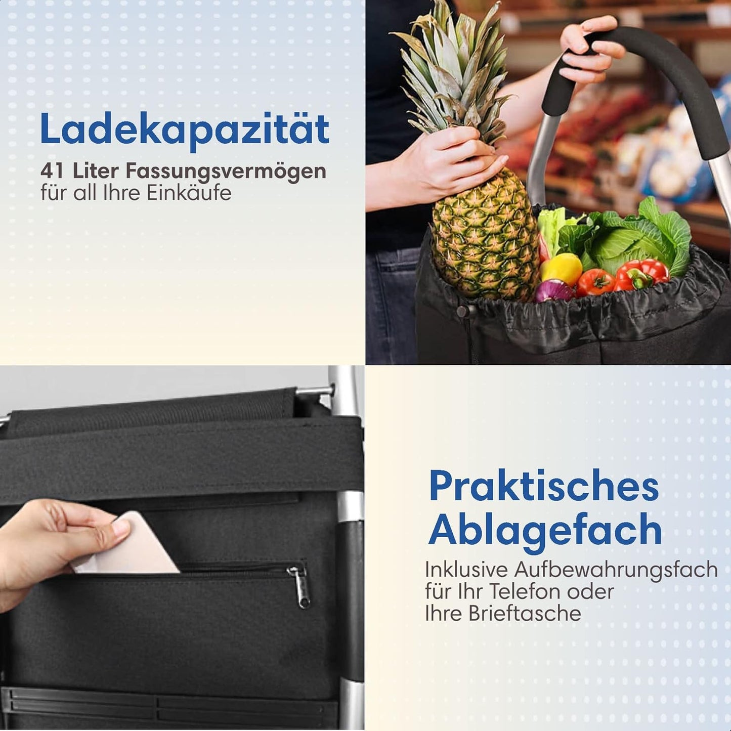 Einkaufstrolley mit Kühl- und Sackkarren-Funktion