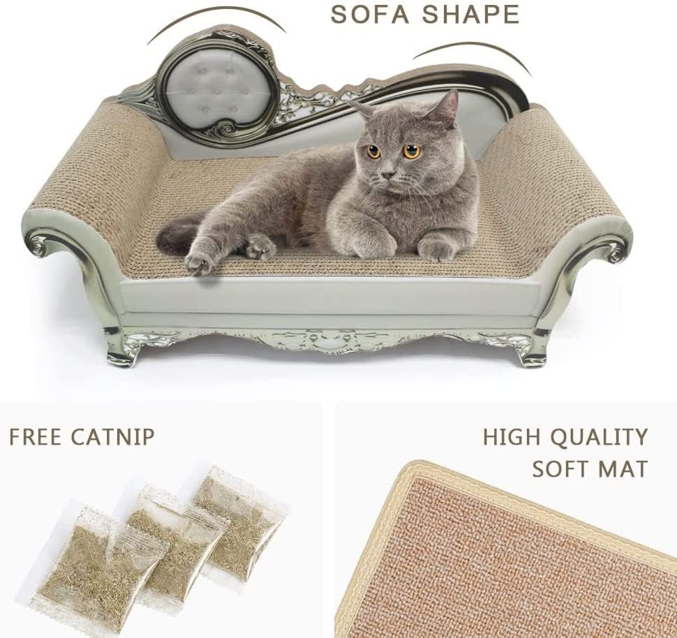Kratzsofa mit Kratzpad und Katzenminze, Weiß