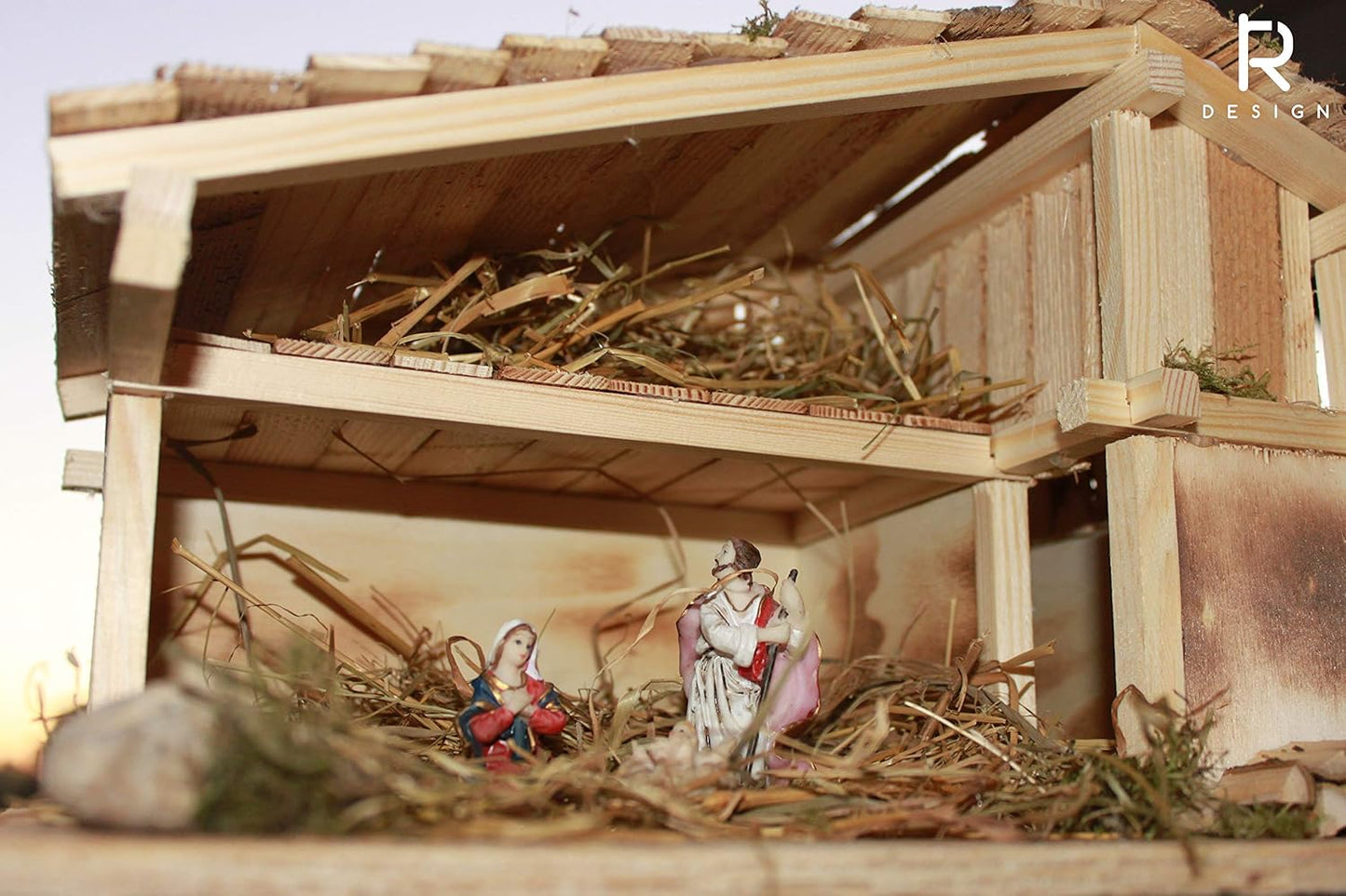 Weihnachtskrippe als Bausatz mit Dekomaterial