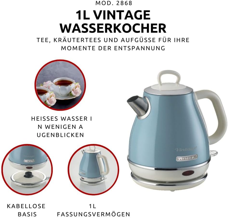2868 Wasserkocher Vintage, 1 L Blau 2868