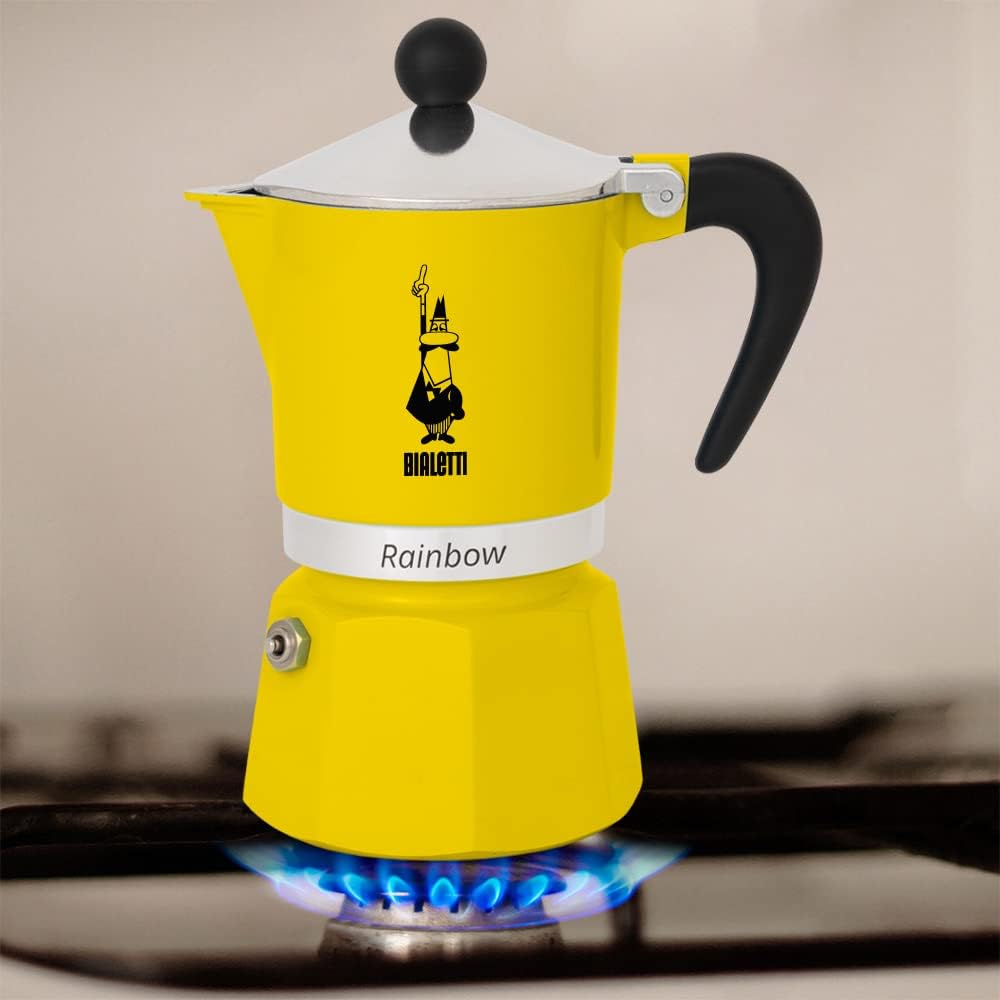 Rainbow - Espressokocher für 3 Tassen, Gelb 3 Tassen