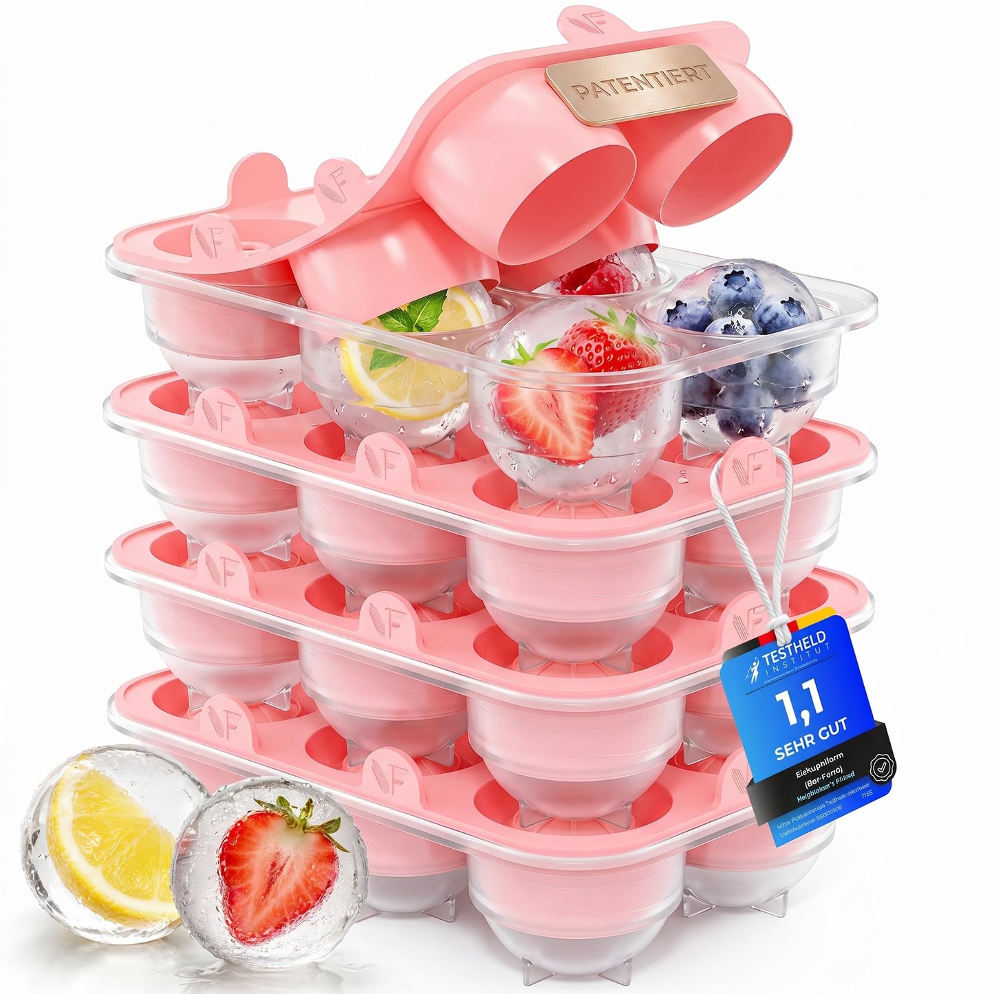 Eiskugelform XL, Rosa 04x Kugel