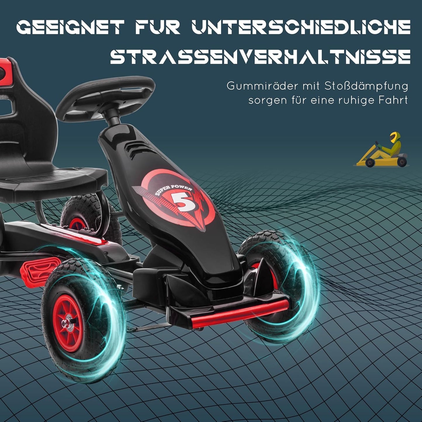 Tretfahrzeug für Kinder, Rot+schwarz
