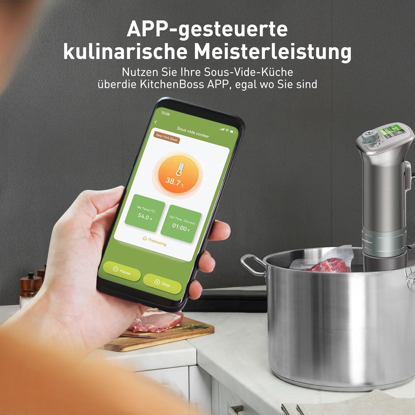Sous Vide Garer mit WiFi und App-Steuerung, G320PS, G320ps Silber G320PS