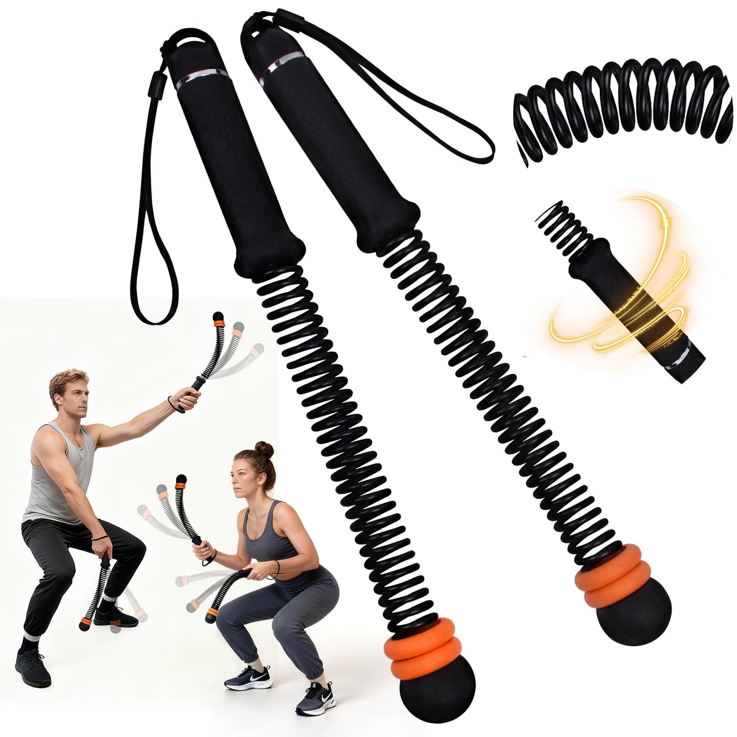 Verstellbare Seillose Battle Ropes, Schwarz