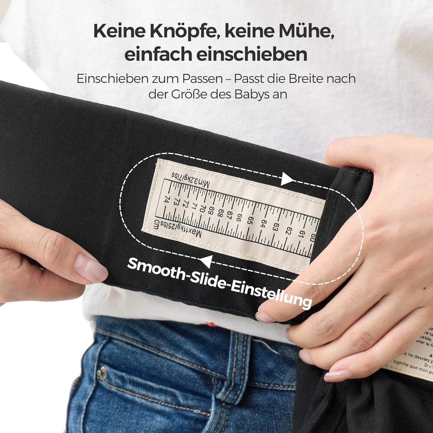 Ergonomische Babytrage mit Nackenstütze (3-11 kg), Schwarz