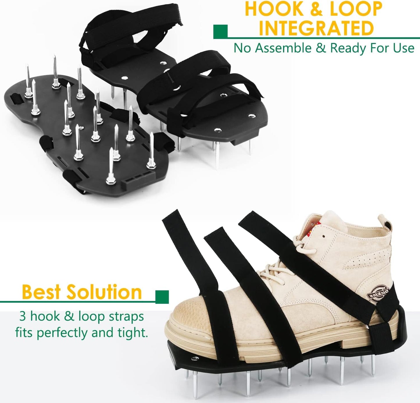 Rasenlüfterschuhe mit 13 Spikes, ohne Edelstahlschaufel Schwarz