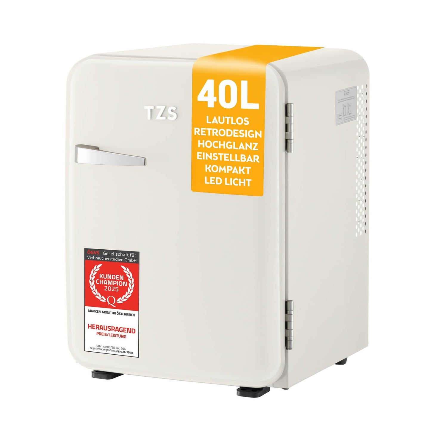 Retro Mini-Kühlschrank, 40 Liter Creme