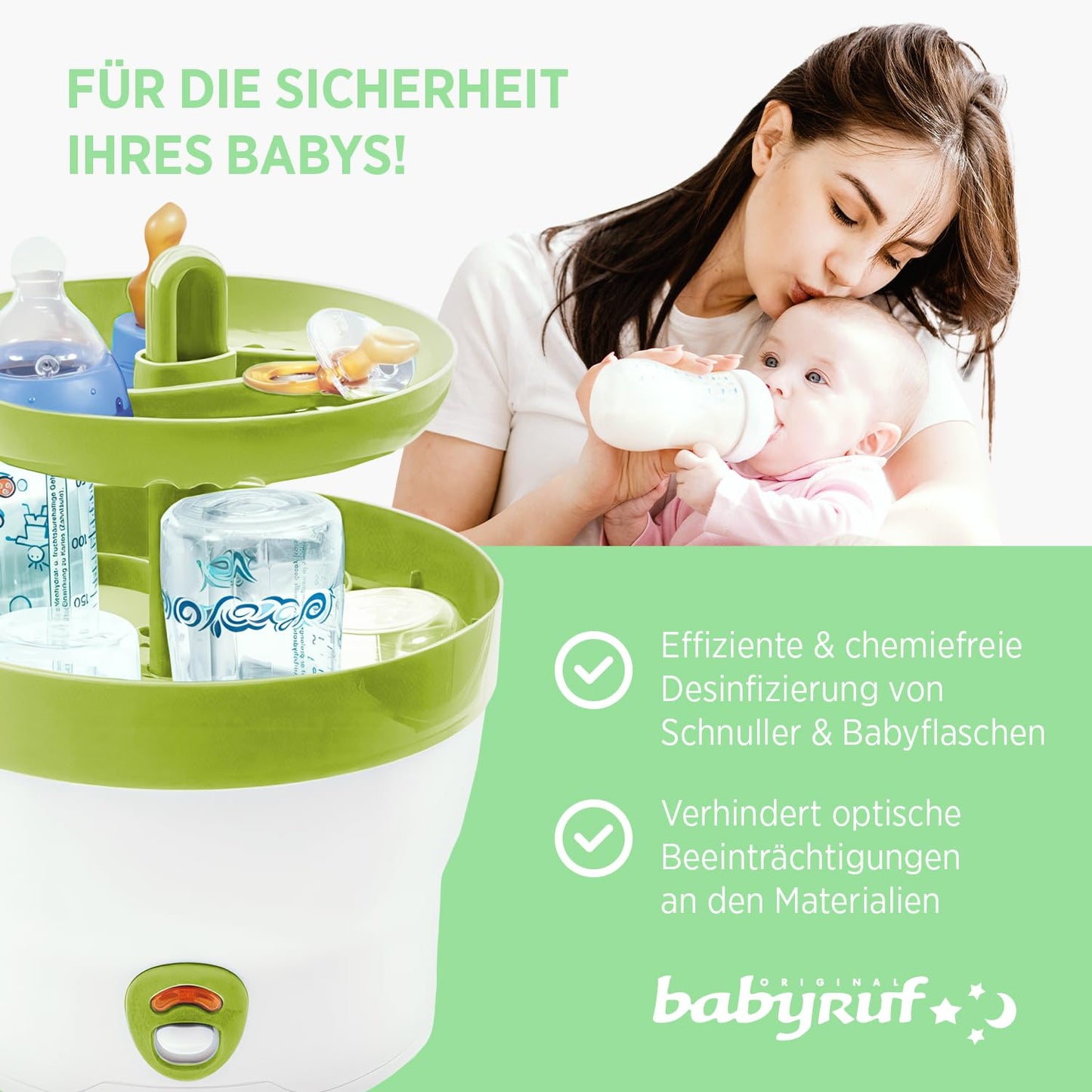 Sterilisator für Babyflaschen, Grün