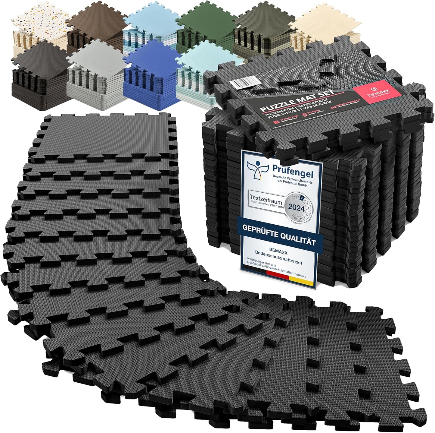 Gymnastikmatte Puzzlematte, Anthrazit | 18 Matten | 1,67 M² ; 32L x 32B x 1D cm