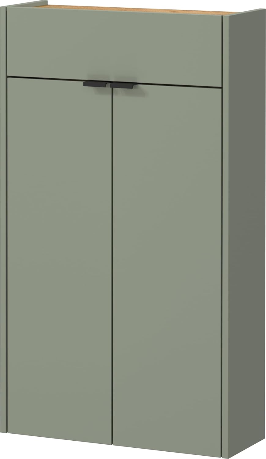 Hängender Schuhschrank, Schuhschrank Schmal Taupegrün/Eiche