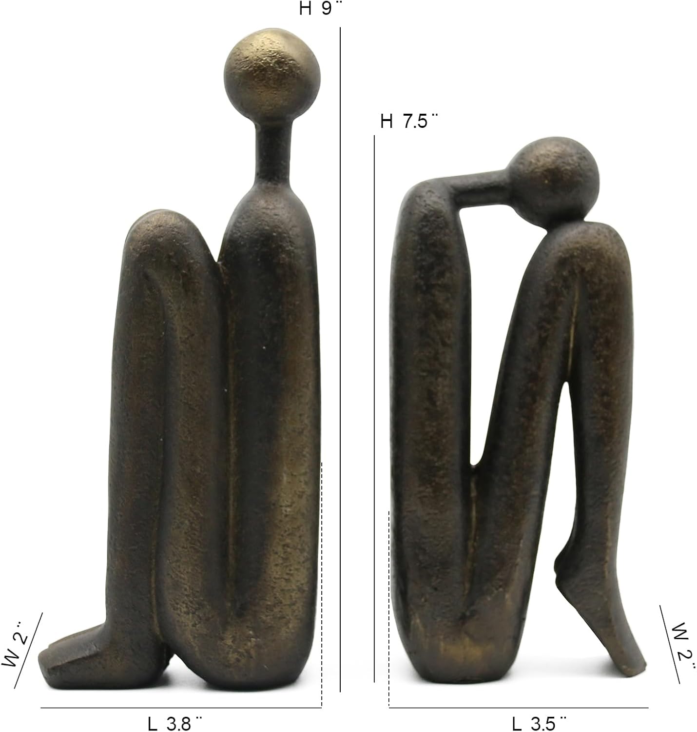 Dekorative Thinker-Buchstützen, Bronze
