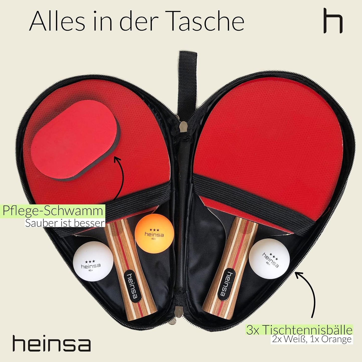 Tischtennisschläger-Set, 4er Tischtennisschläger Set mit extra Bälle