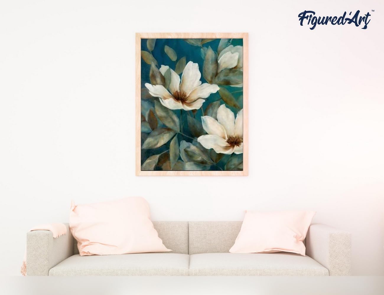 Malen Nach Zahlen Set mit Rahmen Dunkelweisse Blumen, 40x50cm, Dunkelweiße Blumen 40x50cm Mit Keilrahmen (nicht gespannt)