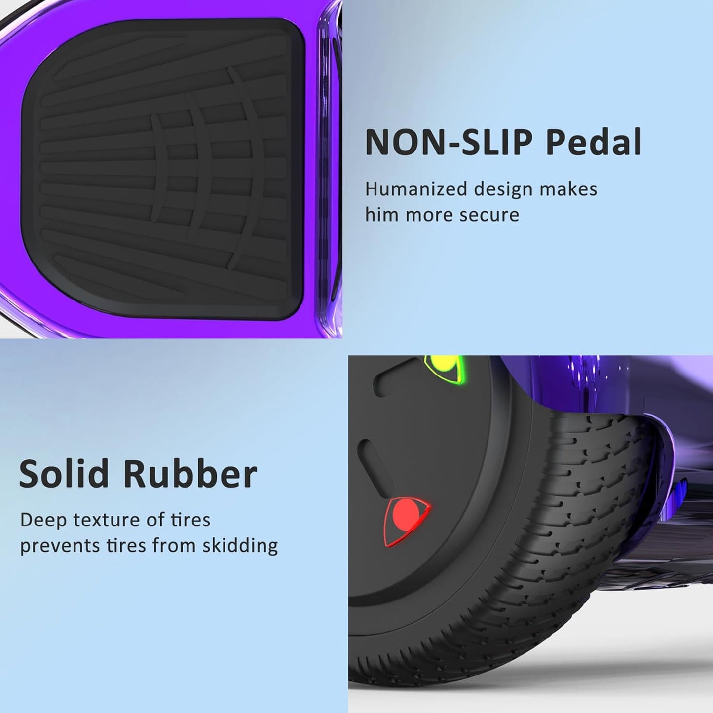 Hoverboard mit LED, Chrom Lila