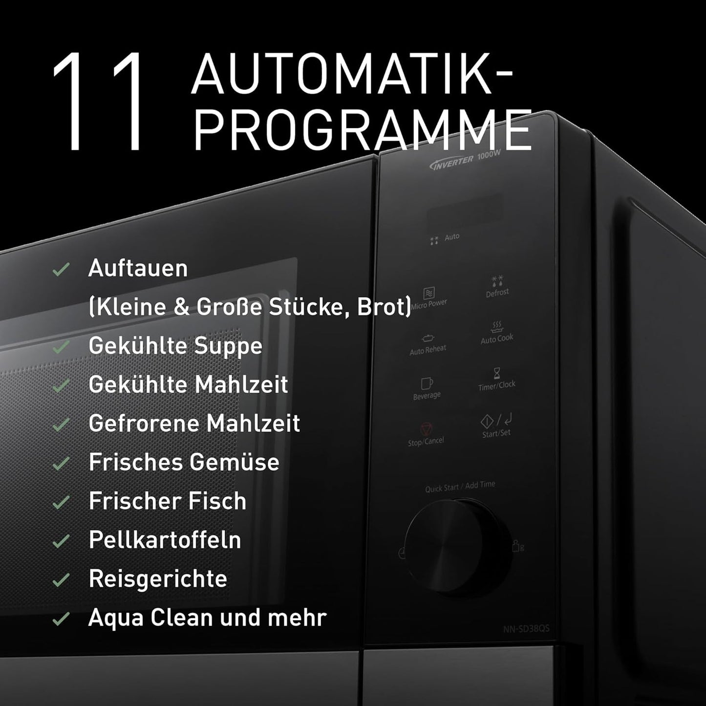 NN SD 38 Solo-Mikrowelle, ohne Dampfgarzubehör Ohne Grillfunktion Schwarz & Edelstahl