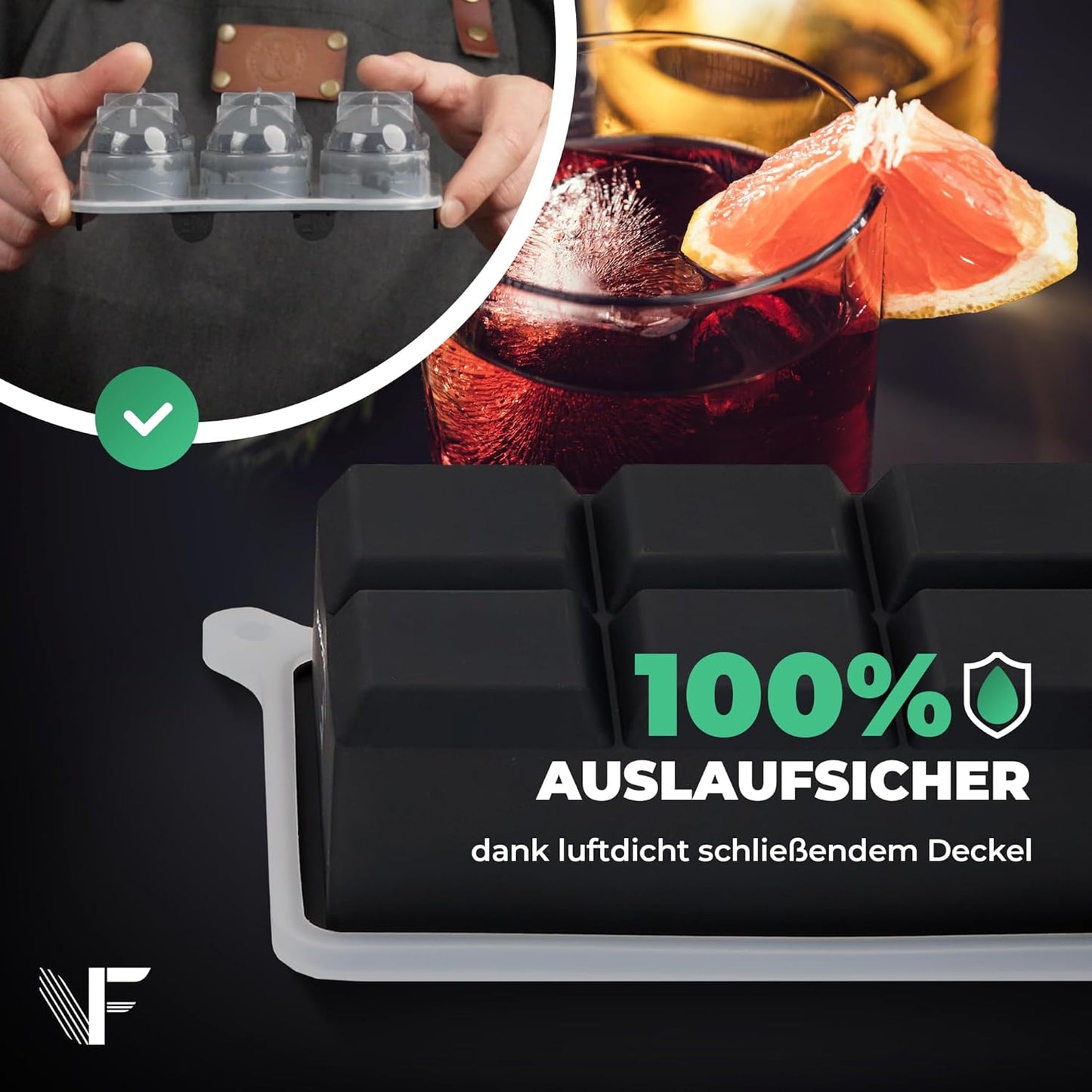XXL Eiskugelform und Eiswürfelform Set (4 Stück), 2x Eiswürfelform + 2x Eiskugelform