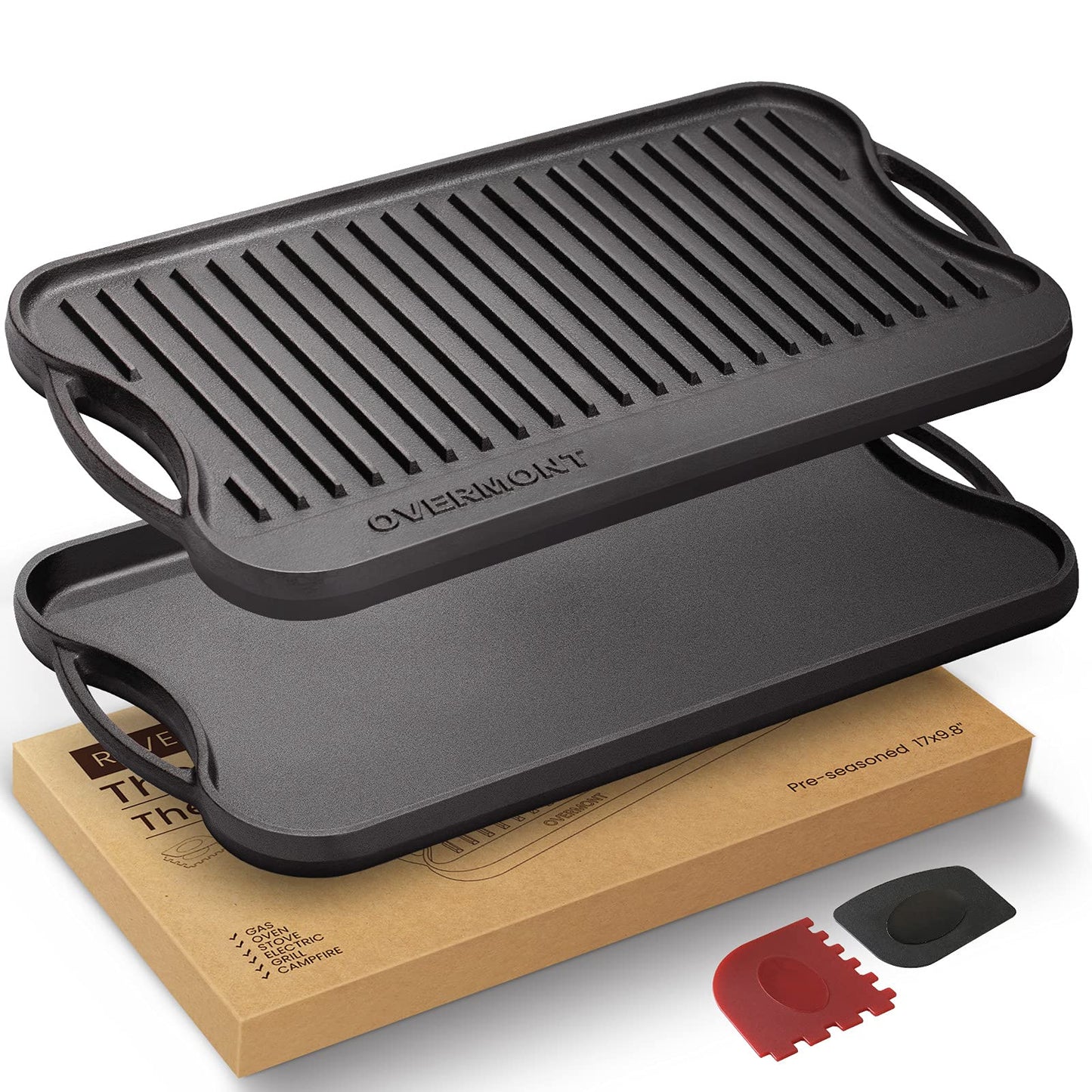 Gusseisen Grillplatte, 43,2 x 24,9 cm