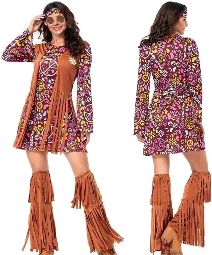Hippie-Kostüm für Damen, L