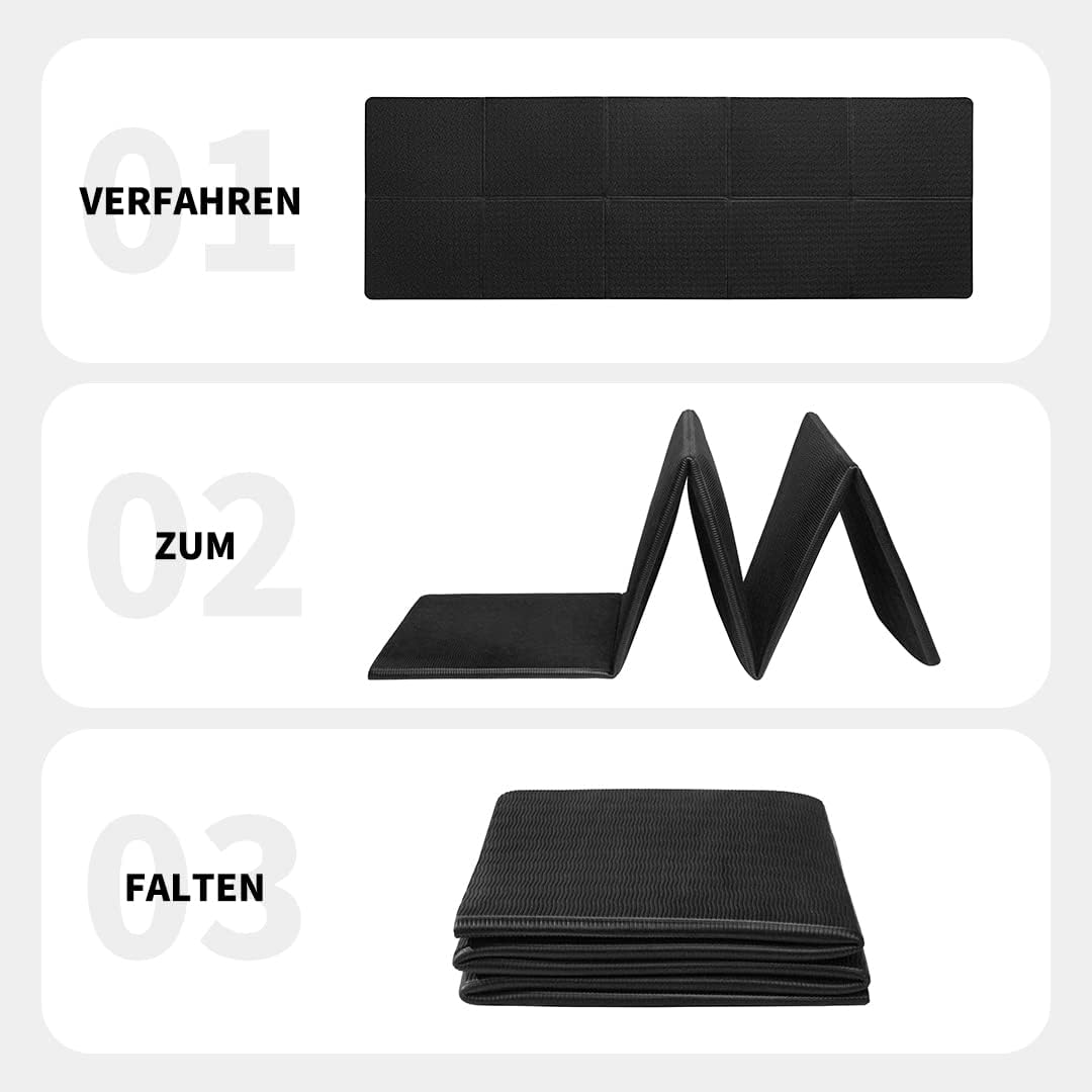 Klappbare Yogamatte, Schwarz 183*61*0.6cm