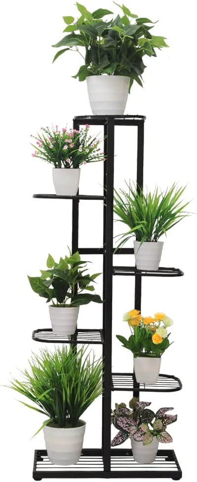 Blumenständer mit 6 Ebenen, Schwarz