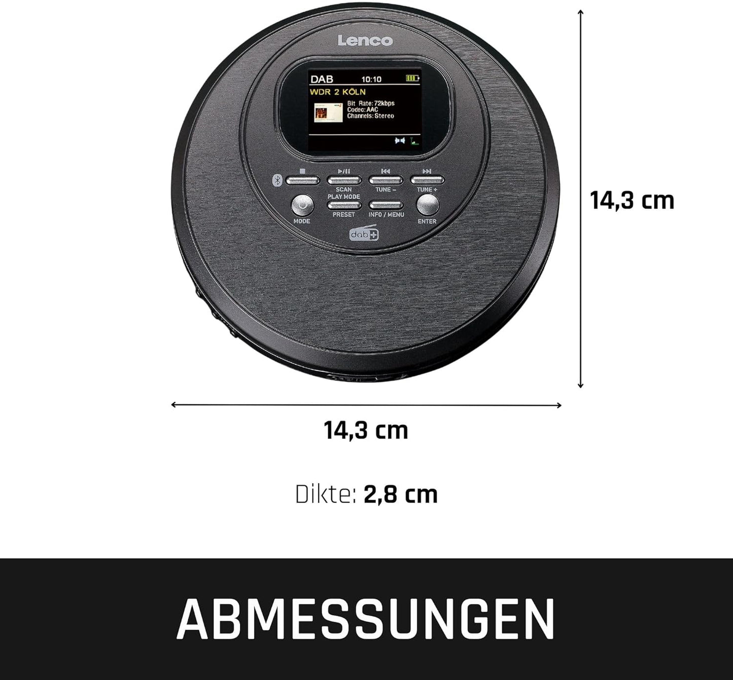 CD-Player CD-500, Mit Bluetooth u. DAB+ Schwarz