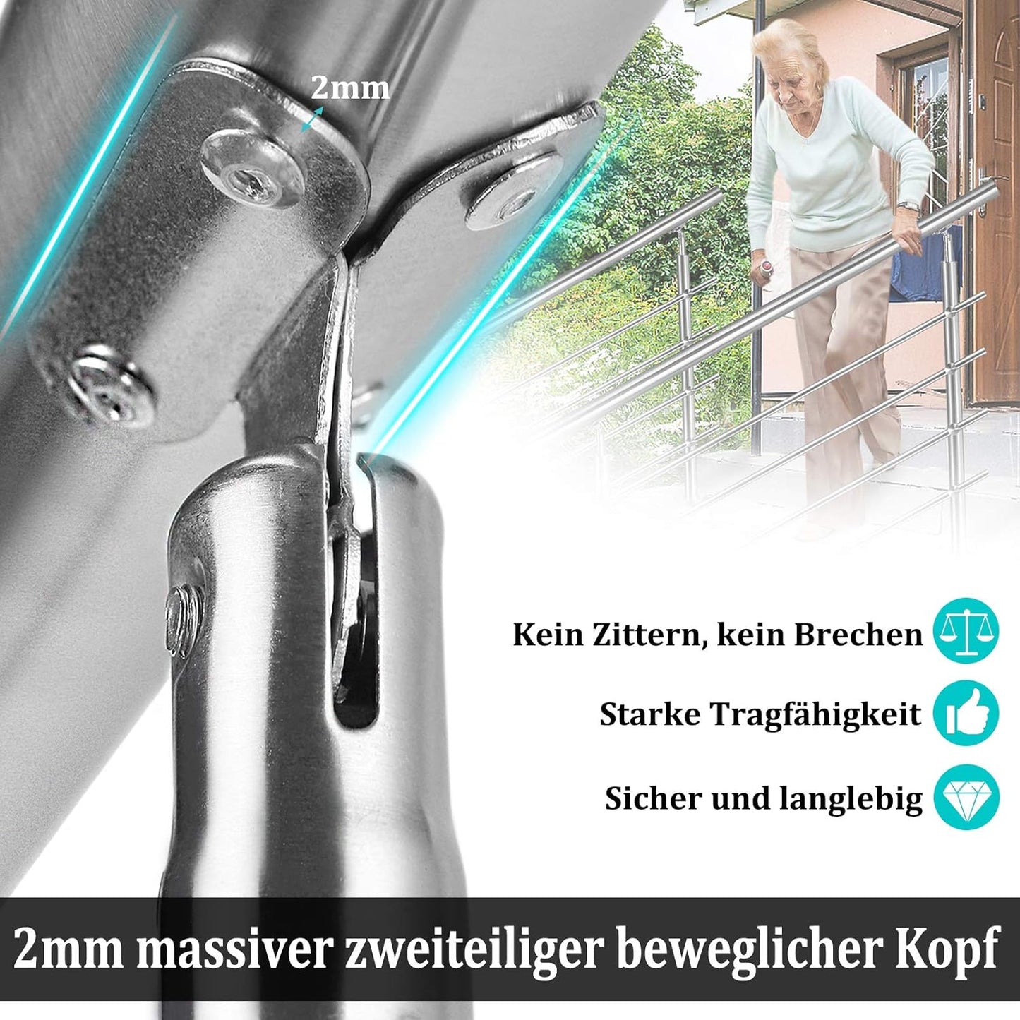 Treppengeländer-Handlauf, 120cm 3 Querstreben