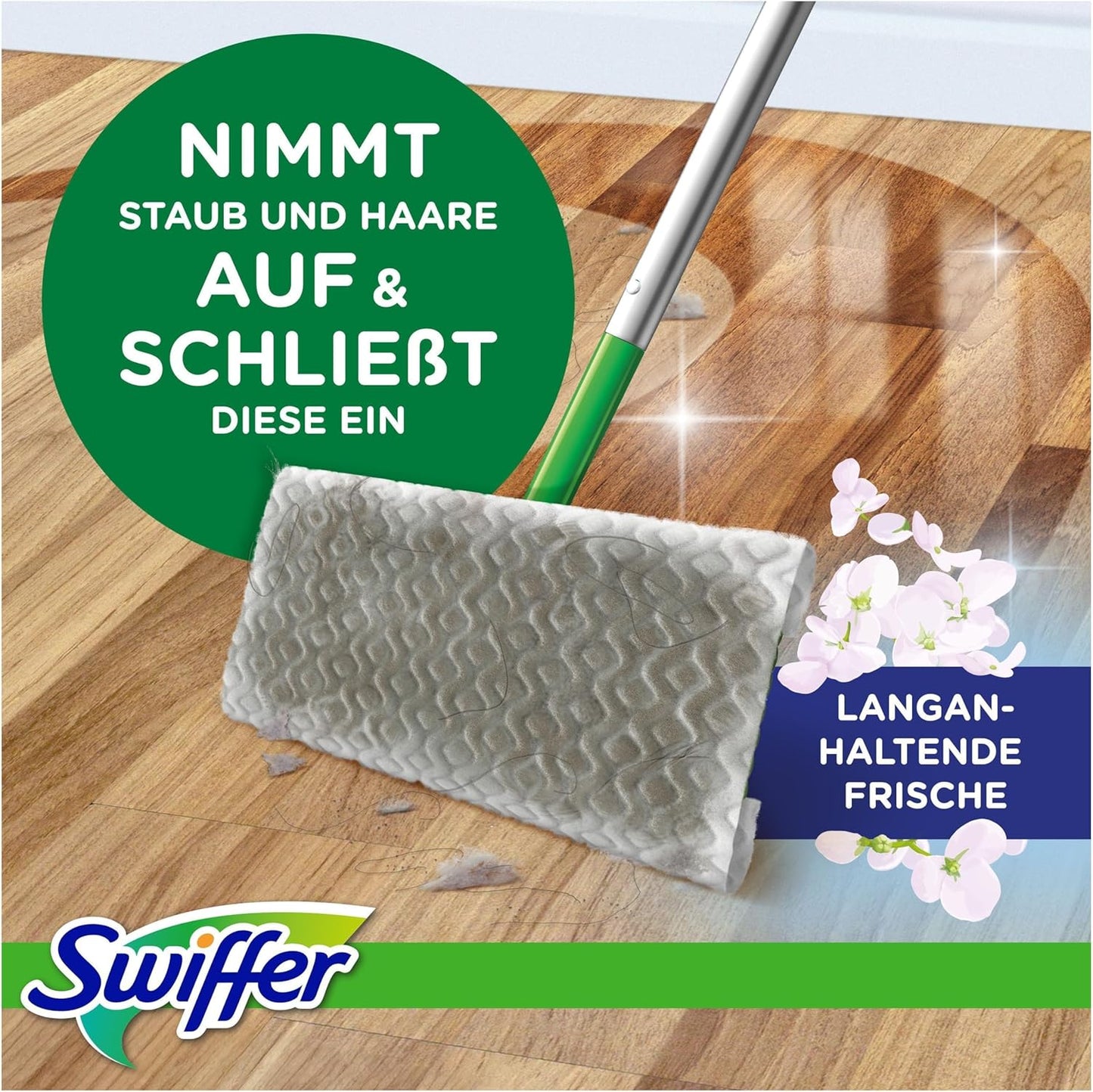 Bodenwischer mit 120 trockenen und 3 feuchten Bodentüchern, 1 stück (123er Pack)
