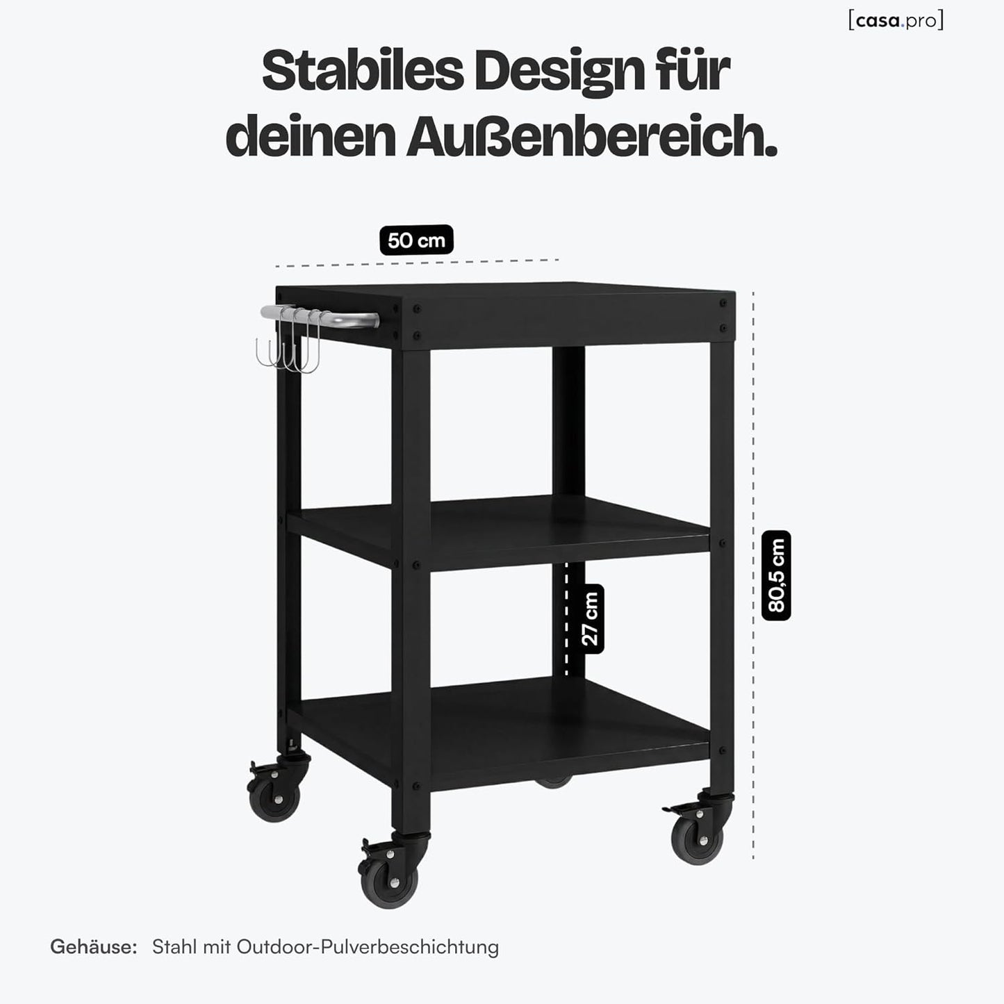 Outdoor-Servierwagen Bolognano, Schwarz