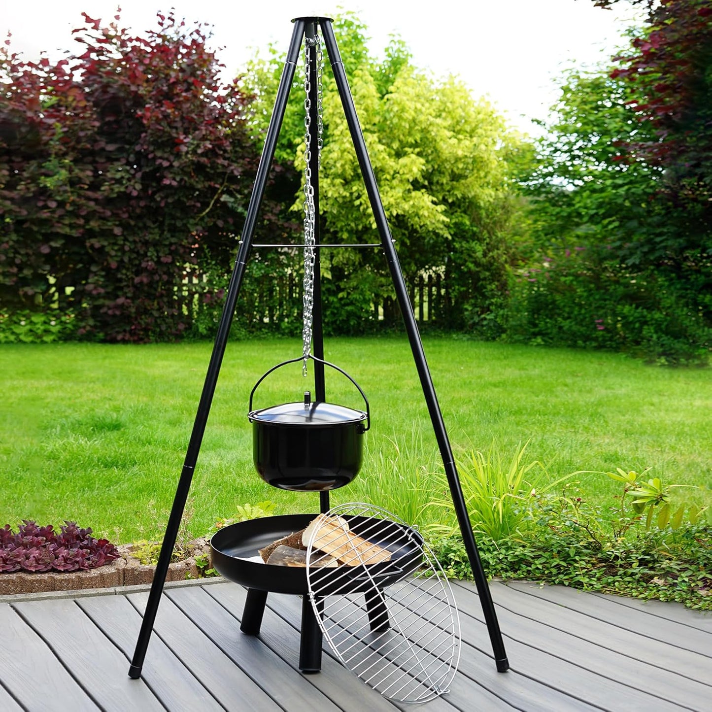 Feuerschale mit Schwenkgrill, Dreibein