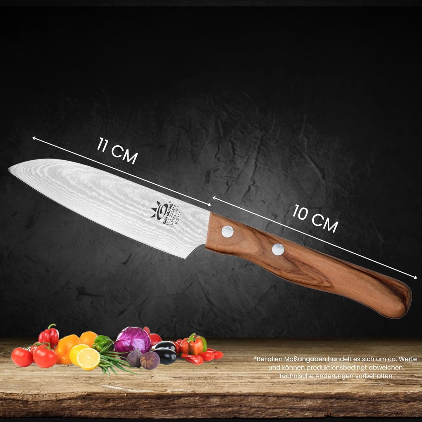 Look Damast-Santokumesser mit Olivenholzgriff, LOOK SANTOKU-DAMAST