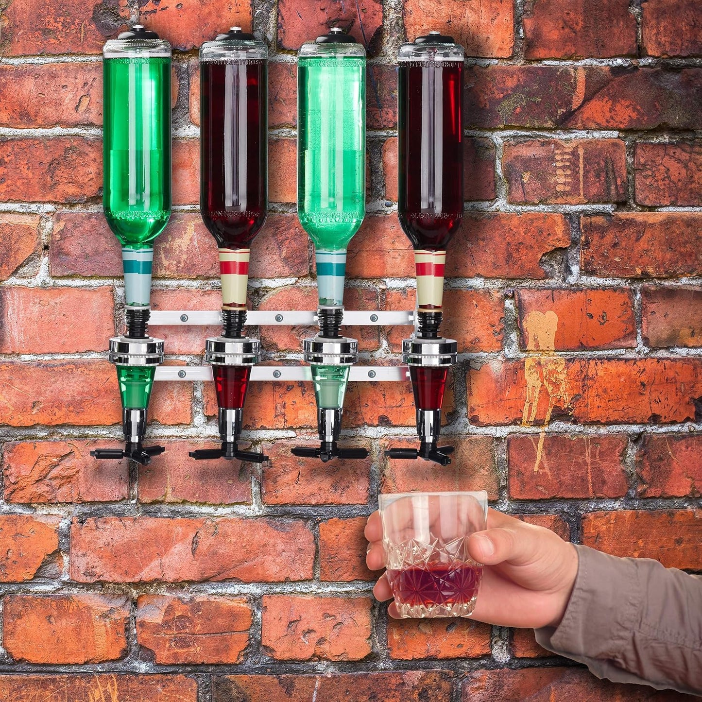 Wand-Flaschenhalter für 4 Getränkeflaschen