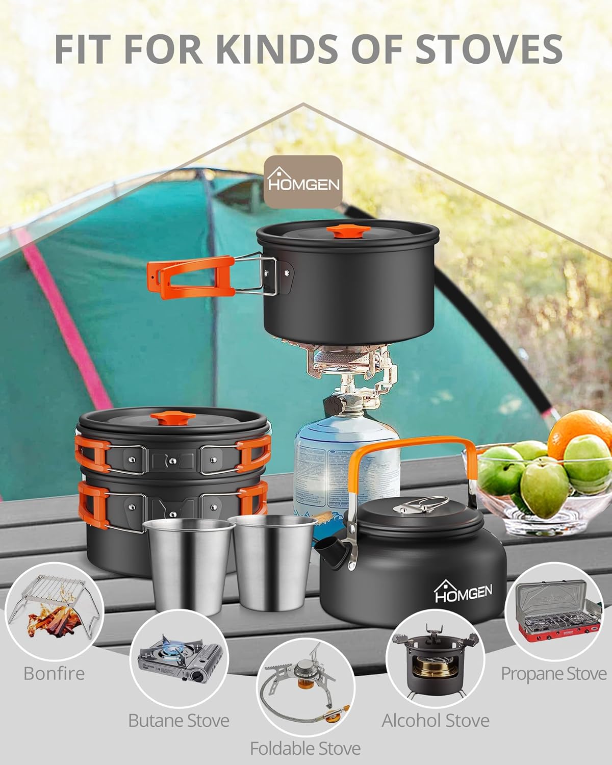 Camping-Kochset, Orange