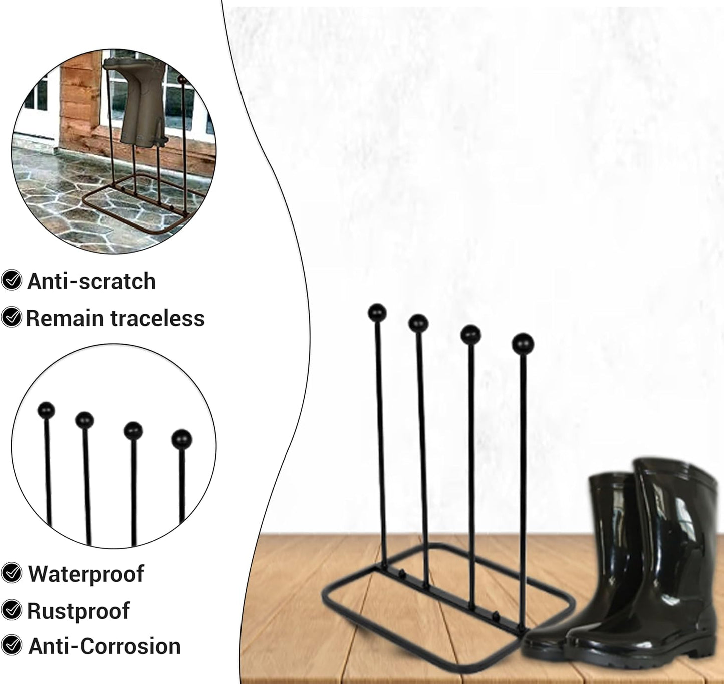 Stiefelregal, 2 Paar Stiefel Zahnstange