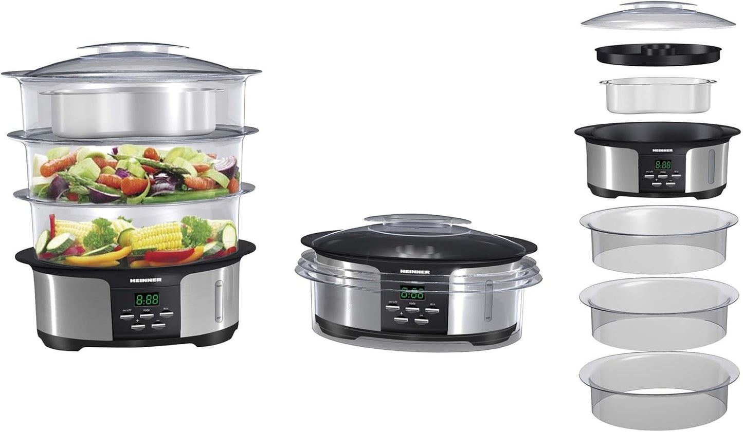 Dampfgarer mit 5 Programmen & Timer (12 L, 3 Etagen)