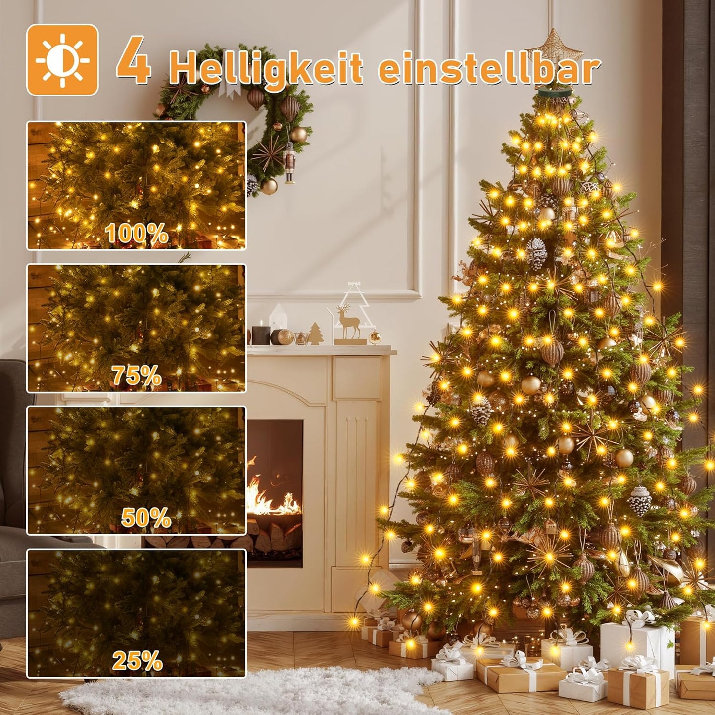 LED-Lichterkette für Weihnachtsbaum, 2.5m