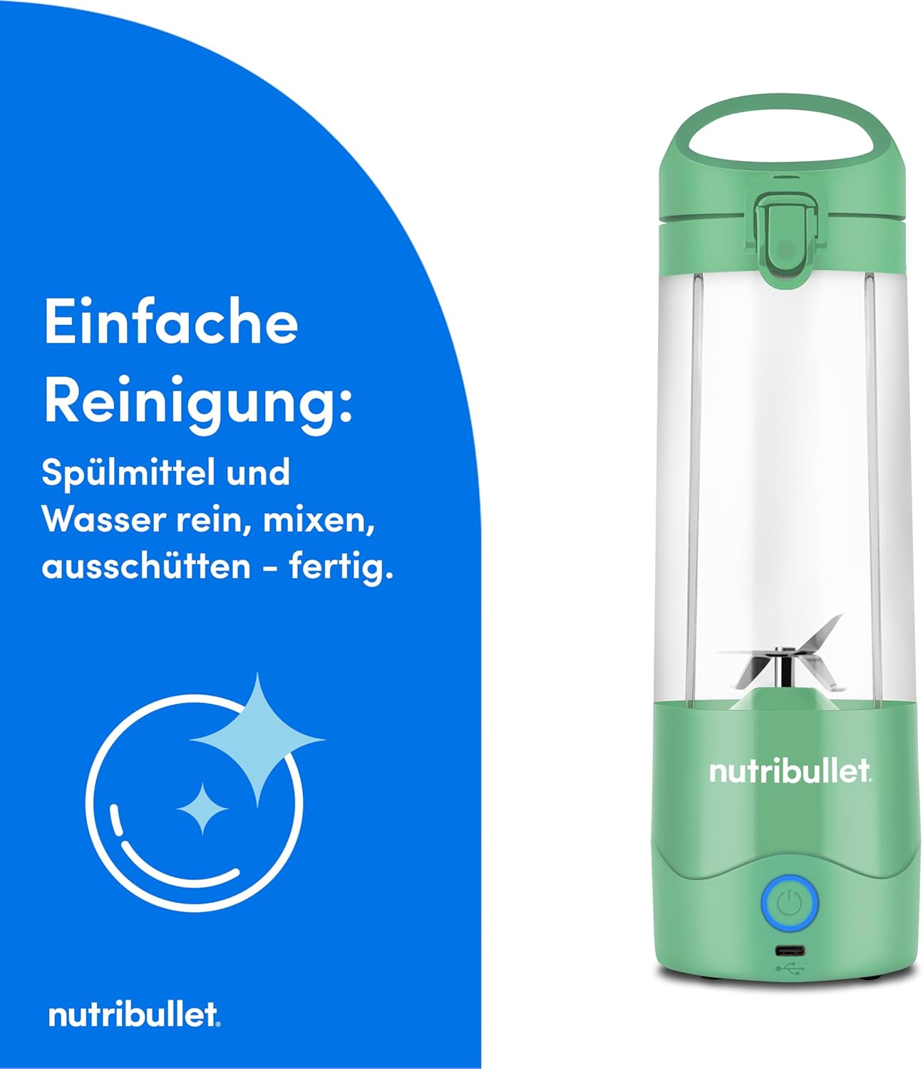 NBP003LG Tragbarer Mini Mixer (475ml), Hellgrün