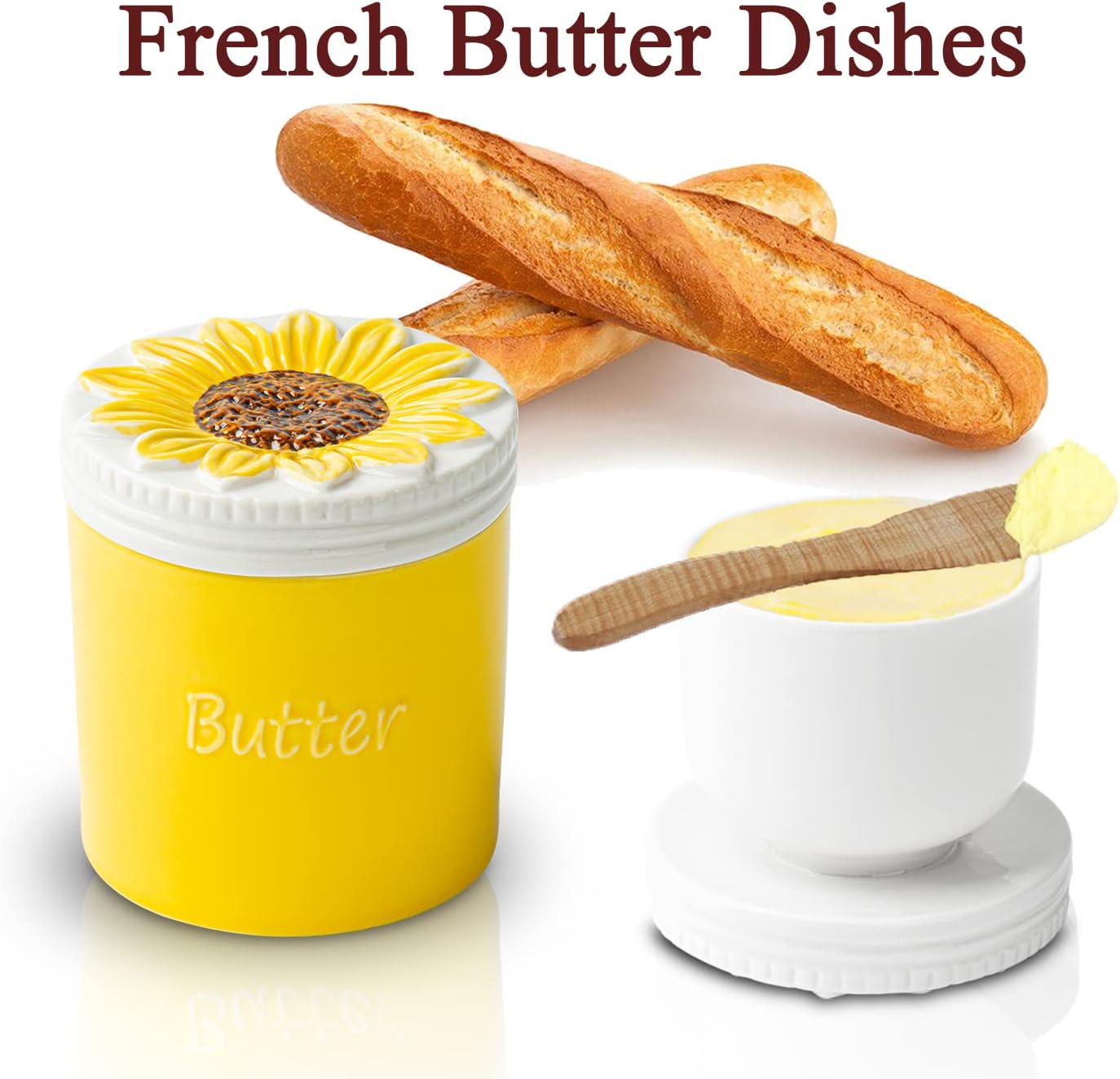 Französische Butterdose mit Sonnenblumen