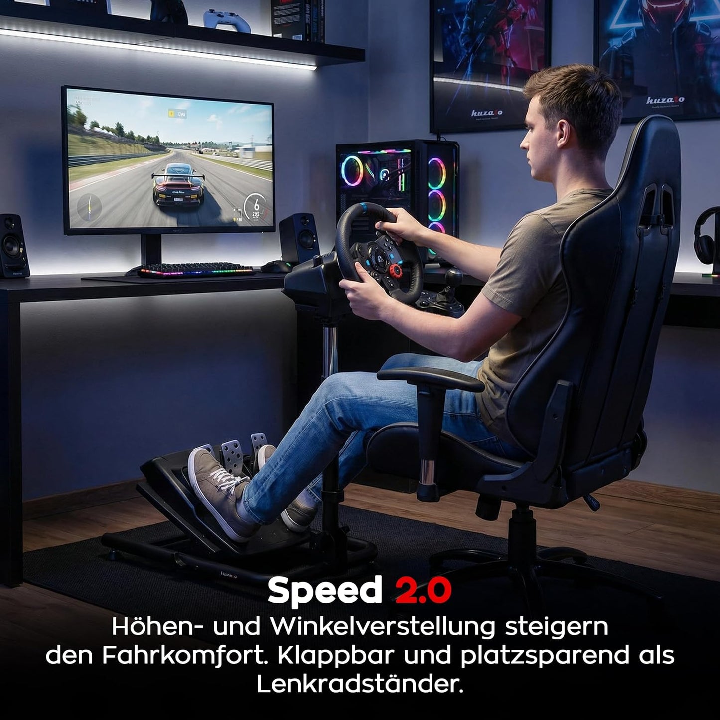 Simracing Lenkradständer, verstellbar & klappbar