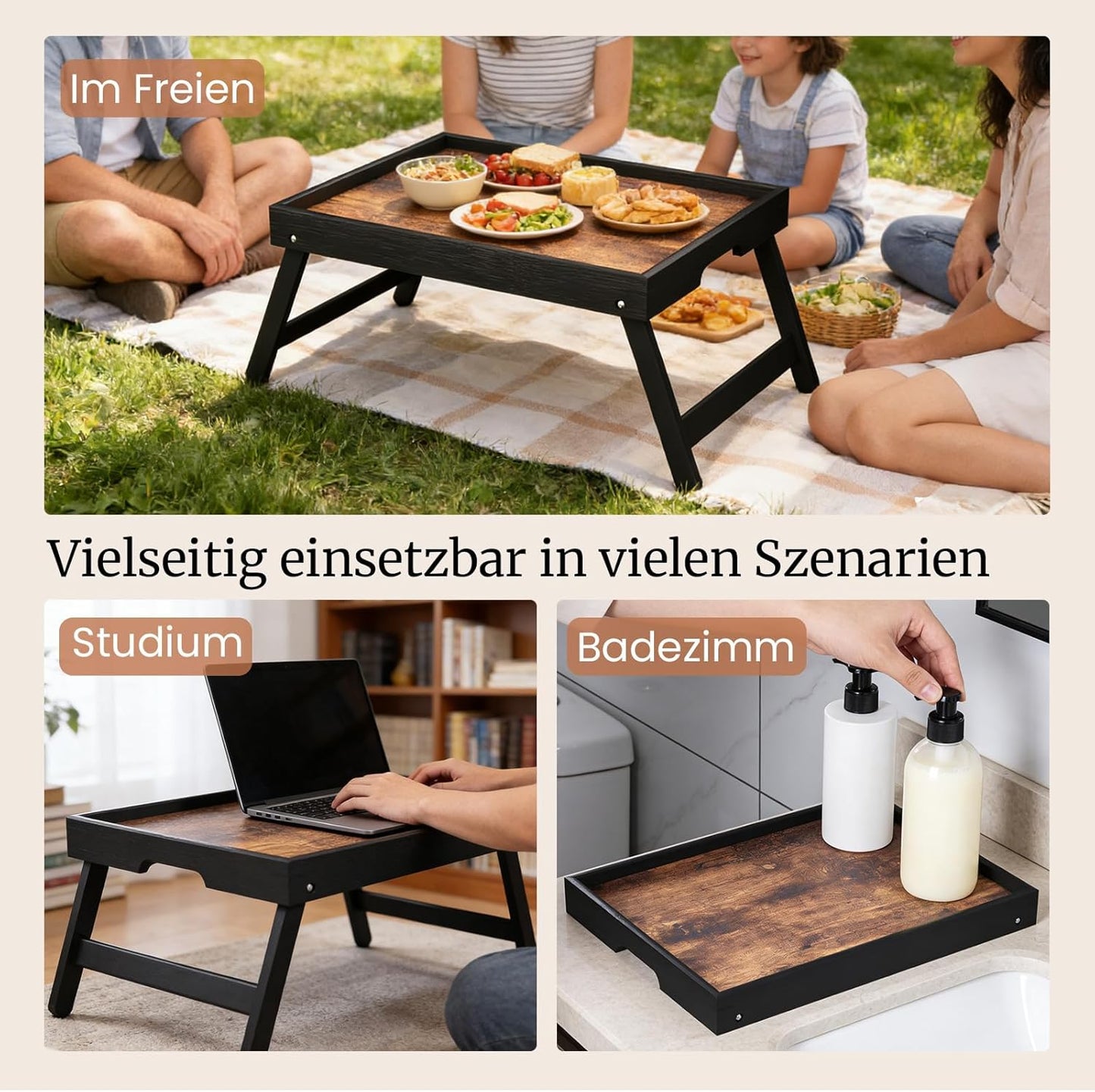 Klappbare Frühstückstabletts im 2er-Pack