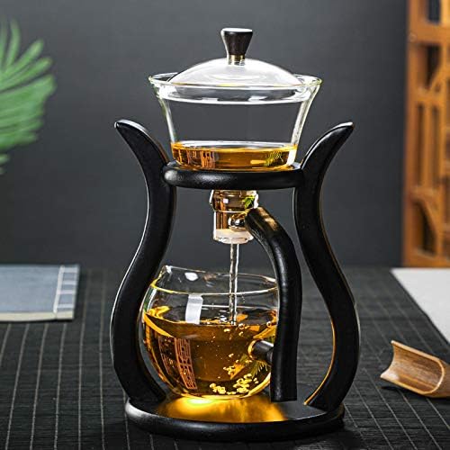 Lazy Kungfu Glas-Teekanne mit Magnet-Wasserdurchlauf, Teapot Only Holzfarben