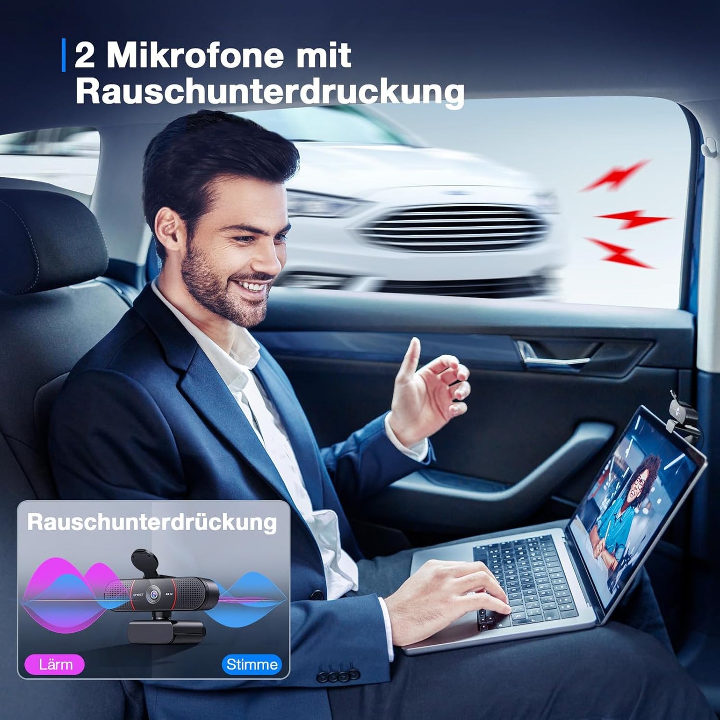 C960 UHD Webcam mit Autofokus und Dual Mikrofon, C960 4K Kit Schwarz