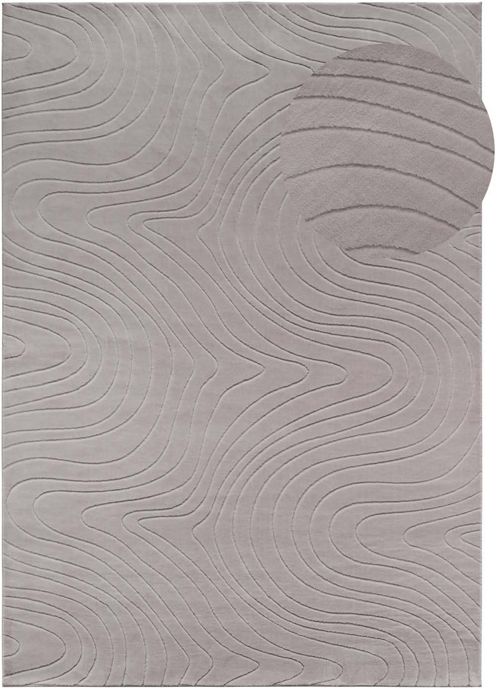 Waschbarer Badvorleger, 80x150 cm, Grau Abstrakte Wellen 80 x 150 cm (Rechteckig)