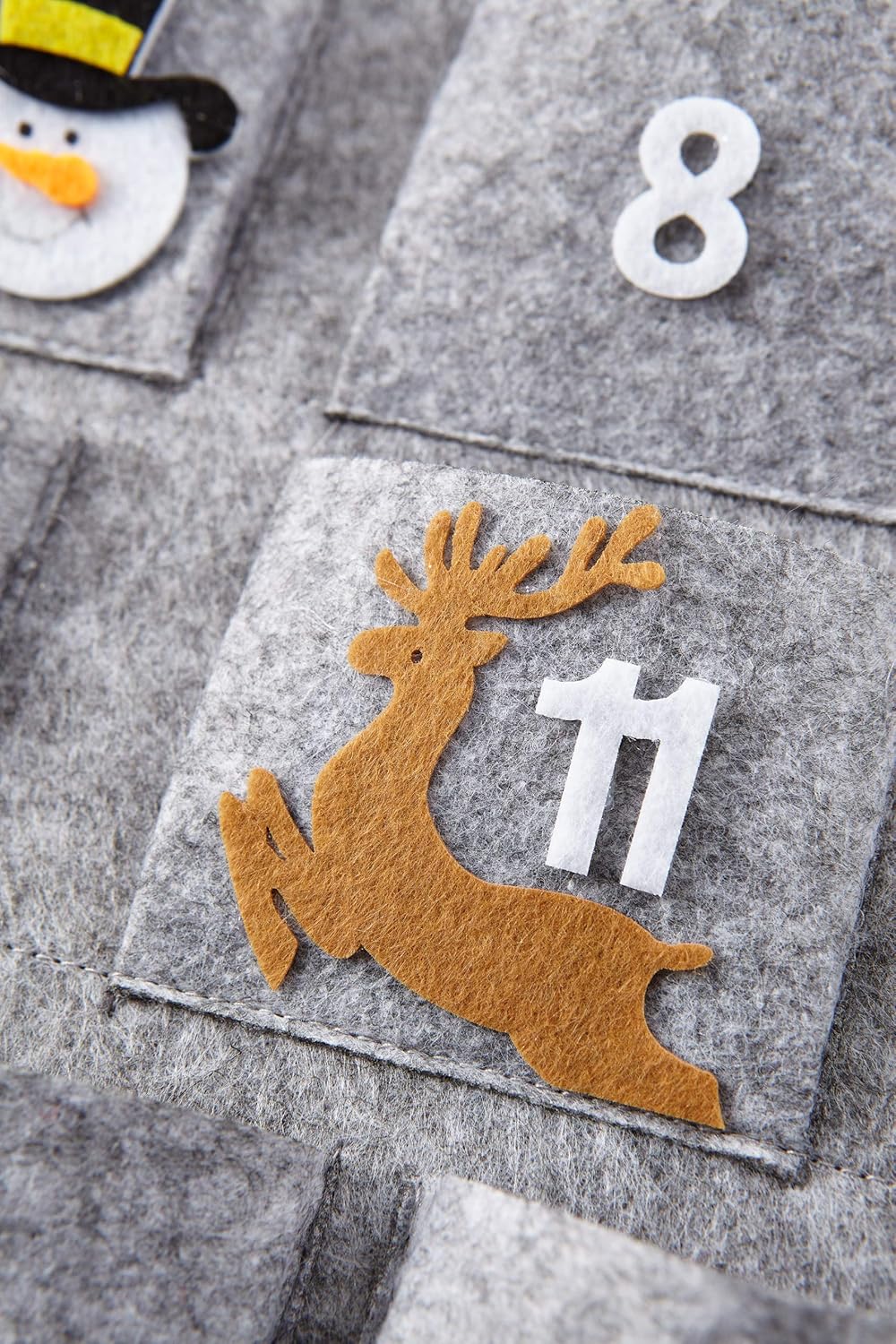 Filz-Adventskalender Santa zum Befüllen und Aufhängen, Grau/Weiss